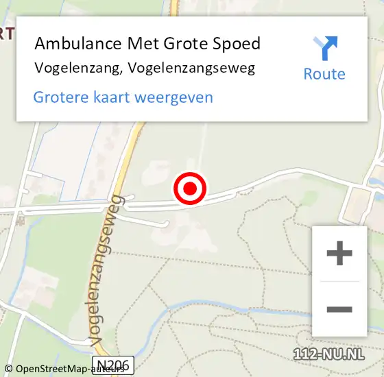 Locatie op kaart van de 112 melding: Ambulance Met Grote Spoed Naar Vogelenzang, Vogelenzangseweg op 30 december 2021 18:40