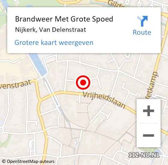 Locatie op kaart van de 112 melding: Brandweer Met Grote Spoed Naar Nijkerk, Van Delenstraat op 30 december 2021 18:41