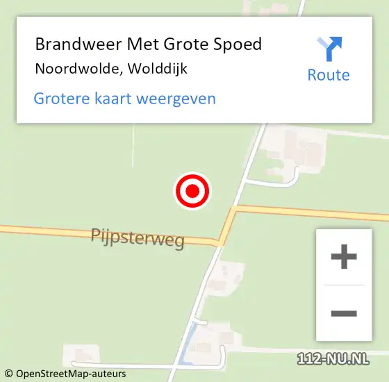 Locatie op kaart van de 112 melding: Brandweer Met Grote Spoed Naar Noordwolde, Wolddijk op 30 december 2021 18:46