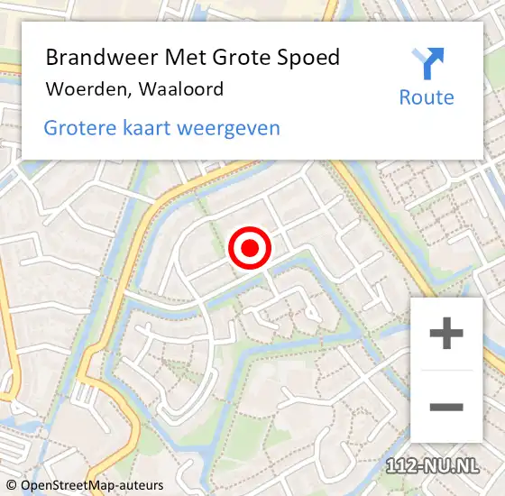 Locatie op kaart van de 112 melding: Brandweer Met Grote Spoed Naar Woerden, Waaloord op 30 december 2021 18:58