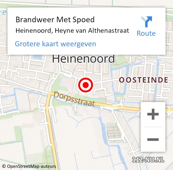 Locatie op kaart van de 112 melding: Brandweer Met Spoed Naar Heinenoord, Heyne van Althenastraat op 30 december 2021 18:58