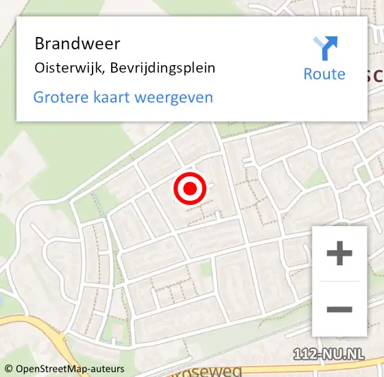 Locatie op kaart van de 112 melding: Brandweer Oisterwijk, Bevrijdingsplein op 30 december 2021 19:00