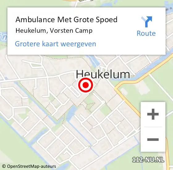 Locatie op kaart van de 112 melding: Ambulance Met Grote Spoed Naar Heukelum, Vorsten Camp op 30 december 2021 19:27