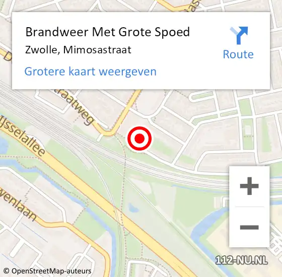 Locatie op kaart van de 112 melding: Brandweer Met Grote Spoed Naar Zwolle, Mimosastraat op 30 december 2021 19:41
