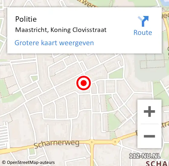 Locatie op kaart van de 112 melding: Politie Maastricht, Koning Clovisstraat op 30 december 2021 19:43