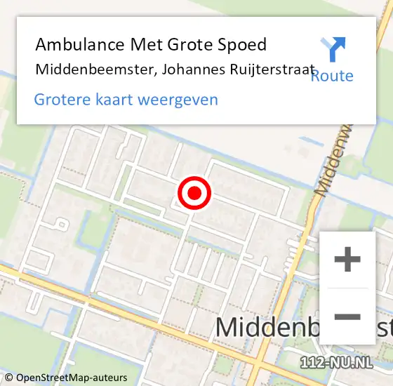 Locatie op kaart van de 112 melding: Ambulance Met Grote Spoed Naar Middenbeemster, Johannes Ruijterstraat op 30 december 2021 19:45