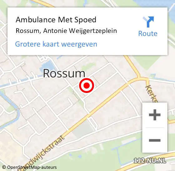 Locatie op kaart van de 112 melding: Ambulance Met Spoed Naar Rossum, Antonie Weijgertzeplein op 30 december 2021 19:45