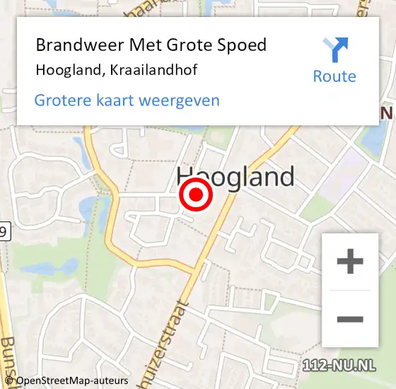 Locatie op kaart van de 112 melding: Brandweer Met Grote Spoed Naar Hoogland, Kraailandhof op 30 december 2021 19:47