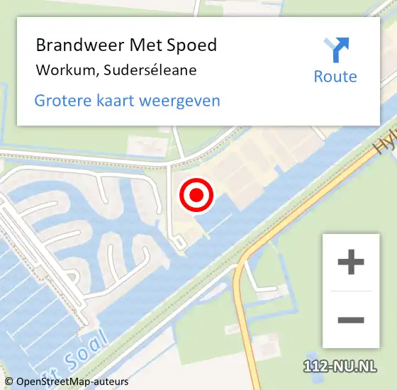 Locatie op kaart van de 112 melding: Brandweer Met Spoed Naar Workum, Suderséleane op 30 december 2021 20:03