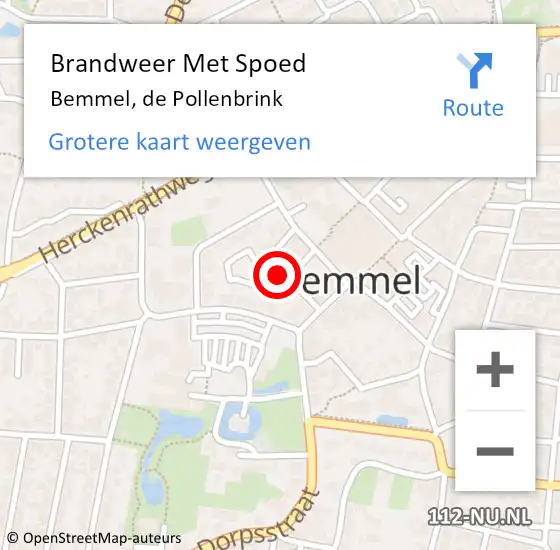 Locatie op kaart van de 112 melding: Brandweer Met Spoed Naar Bemmel, de Pollenbrink op 30 december 2021 20:06