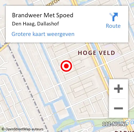 Locatie op kaart van de 112 melding: Brandweer Met Spoed Naar Den Haag, Dallashof op 30 december 2021 20:28