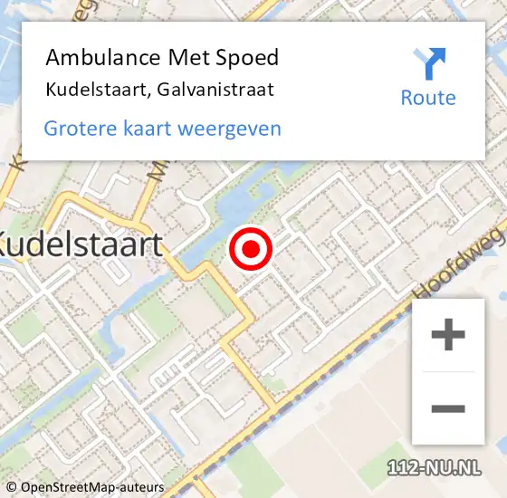 Locatie op kaart van de 112 melding: Ambulance Met Spoed Naar Kudelstaart, Galvanistraat op 30 december 2021 20:31