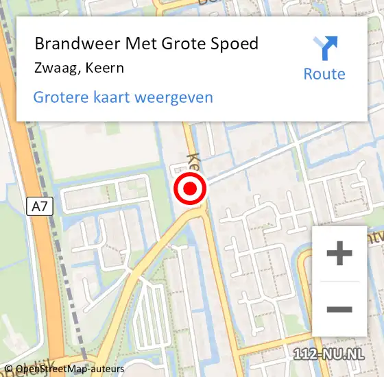 Locatie op kaart van de 112 melding: Brandweer Met Grote Spoed Naar Zwaag, Keern op 30 december 2021 20:35