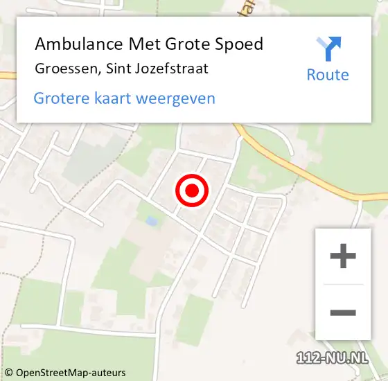 Locatie op kaart van de 112 melding: Ambulance Met Grote Spoed Naar Groessen, Sint Jozefstraat op 30 december 2021 20:38