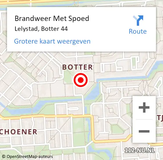 Locatie op kaart van de 112 melding: Brandweer Met Spoed Naar Lelystad, Botter 44 op 30 december 2021 20:41