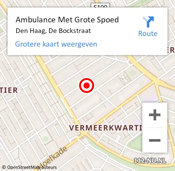 Locatie op kaart van de 112 melding: Ambulance Met Grote Spoed Naar Den Haag, De Bockstraat op 30 december 2021 20:48