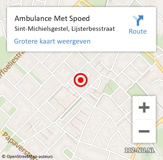 Locatie op kaart van de 112 melding: Ambulance Met Spoed Naar Sint-Michielsgestel, Lijsterbesstraat op 3 juli 2014 20:07