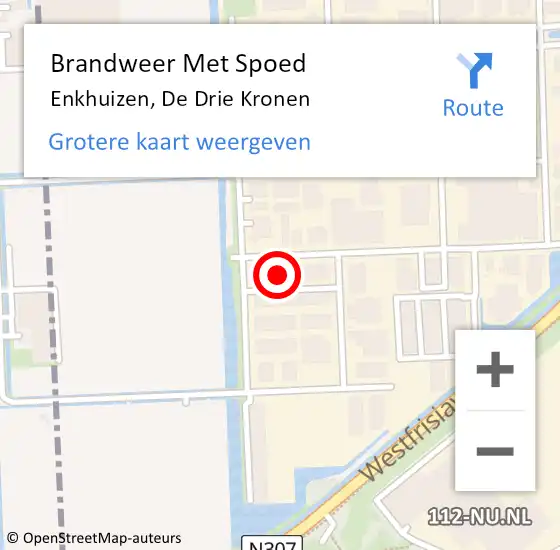 Locatie op kaart van de 112 melding: Brandweer Met Spoed Naar Enkhuizen, De Drie Kronen op 30 december 2021 21:09