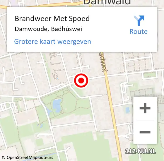 Locatie op kaart van de 112 melding: Brandweer Met Spoed Naar Damwoude, Badhúswei op 30 december 2021 21:11