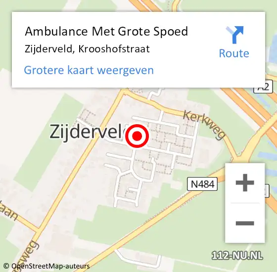 Locatie op kaart van de 112 melding: Ambulance Met Grote Spoed Naar Zijderveld, Krooshofstraat op 30 december 2021 21:19