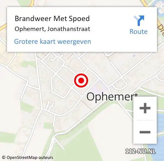 Locatie op kaart van de 112 melding: Brandweer Met Spoed Naar Ophemert, Jonathanstraat op 30 december 2021 21:20