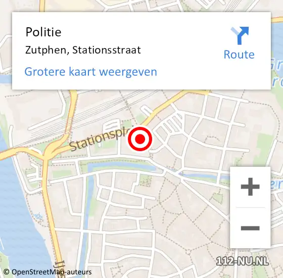 Locatie op kaart van de 112 melding: Politie Zutphen, Stationsstraat op 30 december 2021 21:26