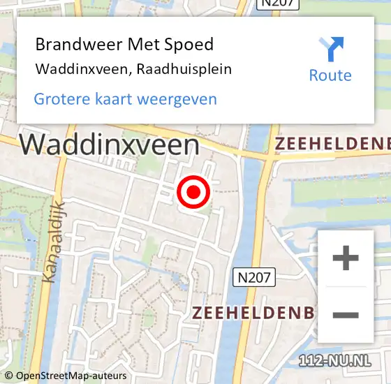 Locatie op kaart van de 112 melding: Brandweer Met Spoed Naar Waddinxveen, Raadhuisplein op 30 december 2021 21:28