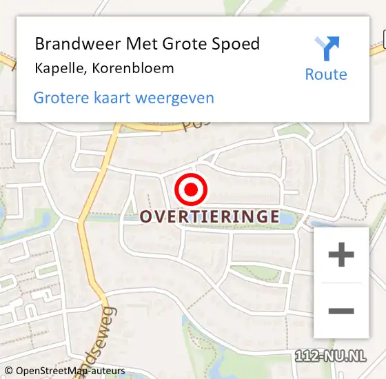 Locatie op kaart van de 112 melding: Brandweer Met Grote Spoed Naar Kapelle, Korenbloem op 30 december 2021 21:43