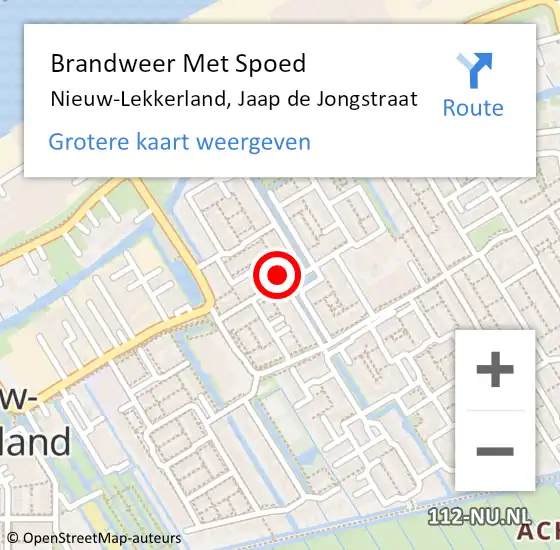 Locatie op kaart van de 112 melding: Brandweer Met Spoed Naar Nieuw-Lekkerland, Jaap de Jongstraat op 30 december 2021 21:44