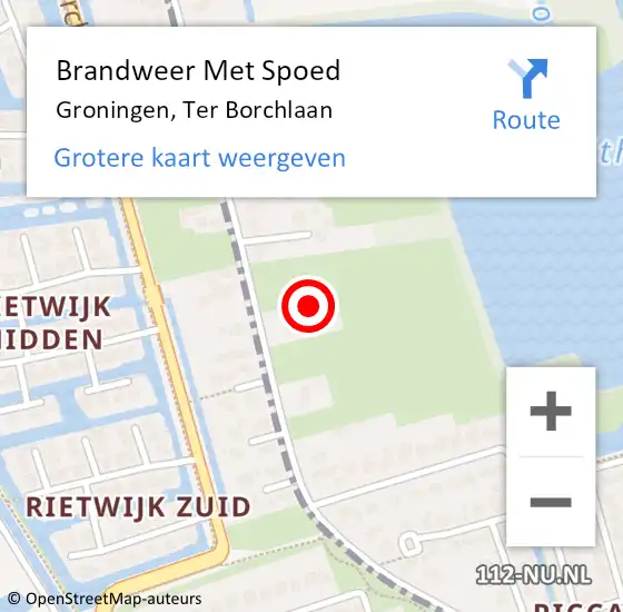 Locatie op kaart van de 112 melding: Brandweer Met Spoed Naar Groningen, Ter Borchlaan op 30 december 2021 21:46