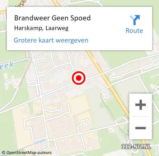 Locatie op kaart van de 112 melding: Brandweer Geen Spoed Naar Harskamp, Laarweg op 30 december 2021 21:55