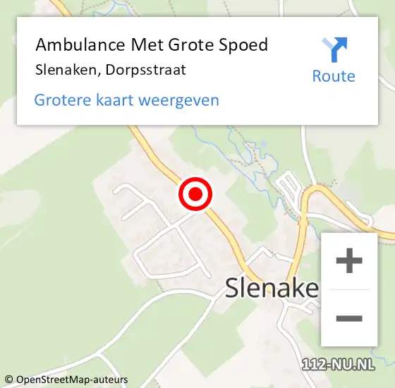 Locatie op kaart van de 112 melding: Ambulance Met Grote Spoed Naar Slenaken, Dorpsstraat op 3 juli 2014 20:15