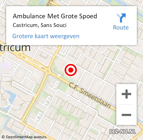 Locatie op kaart van de 112 melding: Ambulance Met Grote Spoed Naar Castricum, Sans Souci op 30 december 2021 22:10