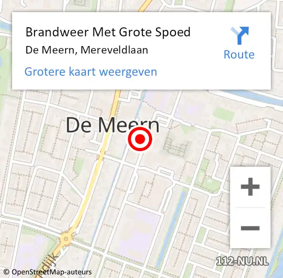 Locatie op kaart van de 112 melding: Brandweer Met Grote Spoed Naar De Meern, Mereveldlaan op 30 december 2021 22:25