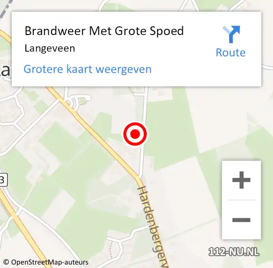 Locatie op kaart van de 112 melding: Brandweer Met Grote Spoed Naar Langeveen op 30 december 2021 22:27