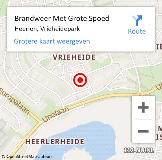 Locatie op kaart van de 112 melding: Brandweer Met Grote Spoed Naar Heerlen, Vrieheidepark op 30 december 2021 22:56