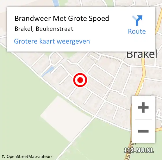 Locatie op kaart van de 112 melding: Brandweer Met Grote Spoed Naar Brakel, Beukenstraat op 30 december 2021 23:01