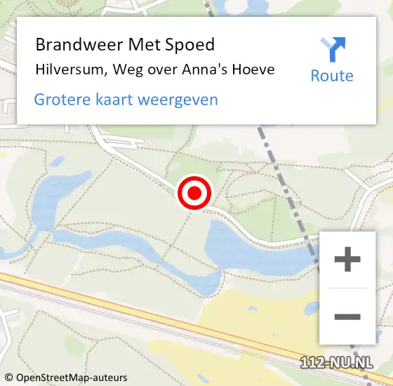 Locatie op kaart van de 112 melding: Brandweer Met Spoed Naar Hilversum, Weg over Anna's Hoeve op 30 december 2021 23:27