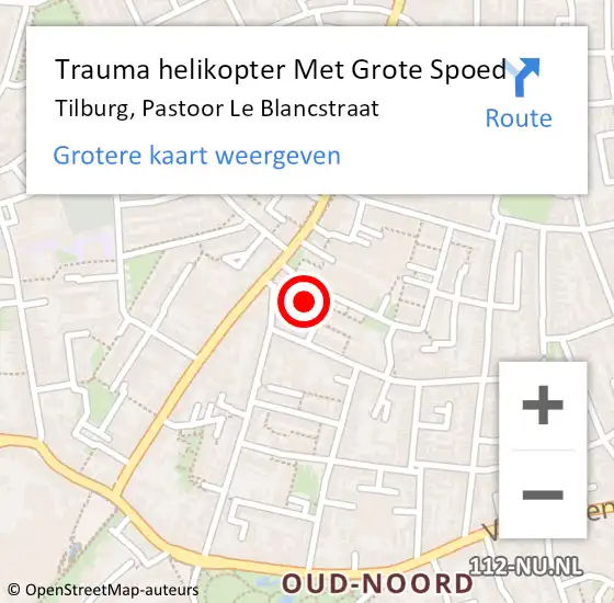 Locatie op kaart van de 112 melding: Trauma helikopter Met Grote Spoed Naar Tilburg, Pastoor Le Blancstraat op 30 december 2021 23:29