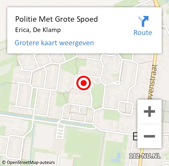 Locatie op kaart van de 112 melding: Politie Met Grote Spoed Naar Erica, De Klamp op 30 december 2021 23:40