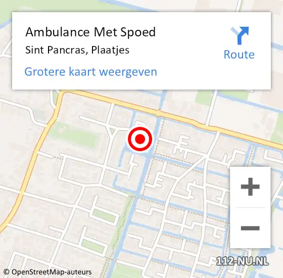 Locatie op kaart van de 112 melding: Ambulance Met Spoed Naar Sint Pancras, Plaatjes op 30 december 2021 23:43