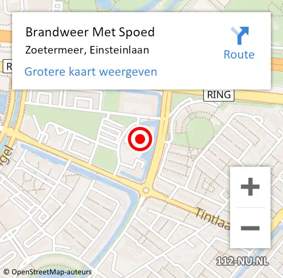 Locatie op kaart van de 112 melding: Brandweer Met Spoed Naar Zoetermeer, Einsteinlaan op 31 december 2021 00:10