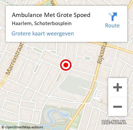 Locatie op kaart van de 112 melding: Ambulance Met Grote Spoed Naar Haarlem, Schoterbosplein op 31 december 2021 00:14