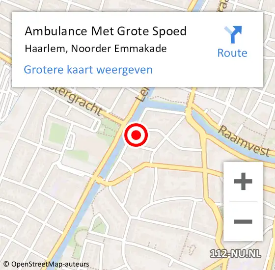 Locatie op kaart van de 112 melding: Ambulance Met Grote Spoed Naar Haarlem, Noorder Emmakade op 31 december 2021 00:19