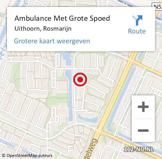 Locatie op kaart van de 112 melding: Ambulance Met Grote Spoed Naar Uithoorn, Rosmarijn op 31 december 2021 00:54