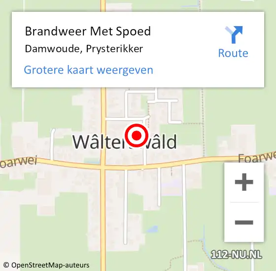 Locatie op kaart van de 112 melding: Brandweer Met Spoed Naar Damwoude, Prysterikker op 31 december 2021 00:56
