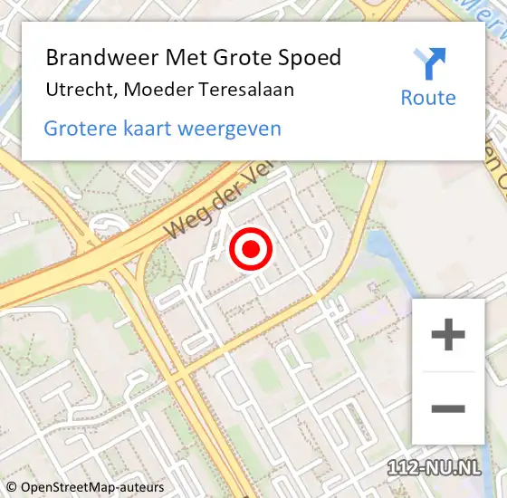 Locatie op kaart van de 112 melding: Brandweer Met Grote Spoed Naar Utrecht, Moeder Teresalaan op 31 december 2021 01:15