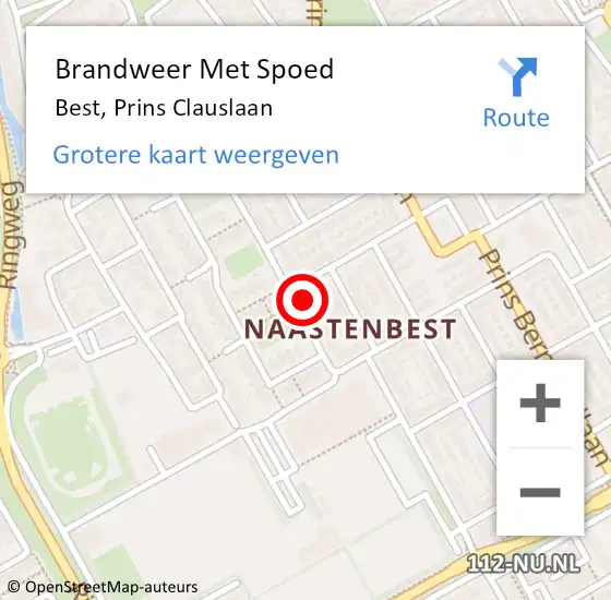 Locatie op kaart van de 112 melding: Brandweer Met Spoed Naar Best, Prins Clauslaan op 31 december 2021 01:49