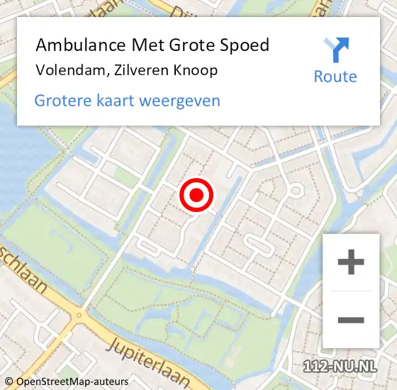 Locatie op kaart van de 112 melding: Ambulance Met Grote Spoed Naar Volendam, Zilveren Knoop op 31 december 2021 02:22