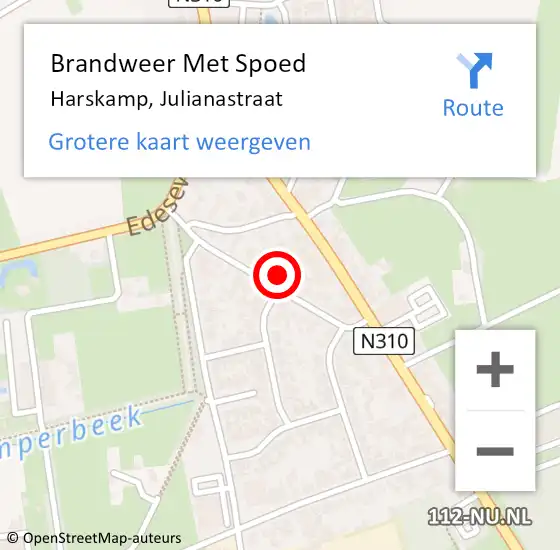 Locatie op kaart van de 112 melding: Brandweer Met Spoed Naar Harskamp, Julianastraat op 31 december 2021 02:36